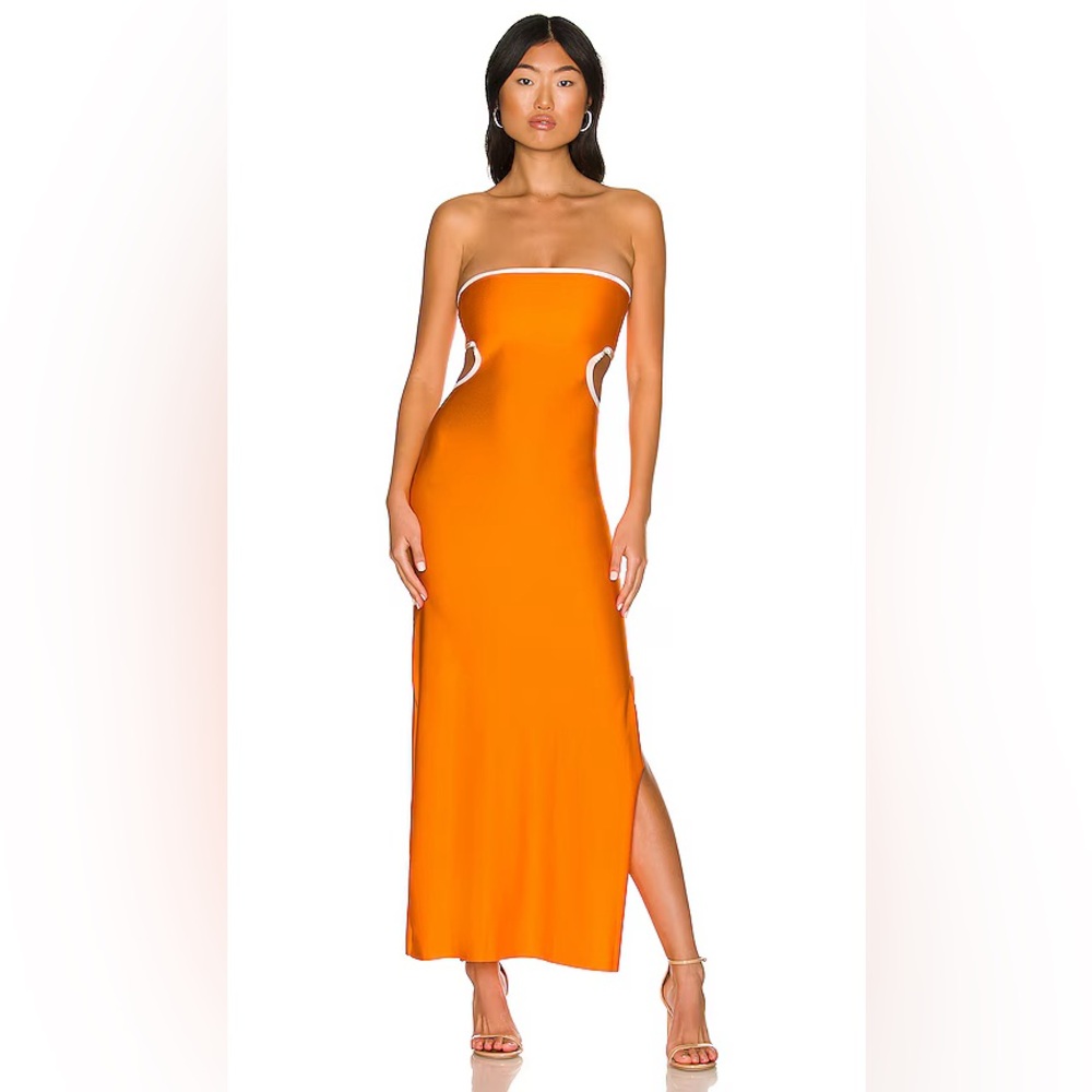 Orange Strapless Reversible Cutout Maxi Dress